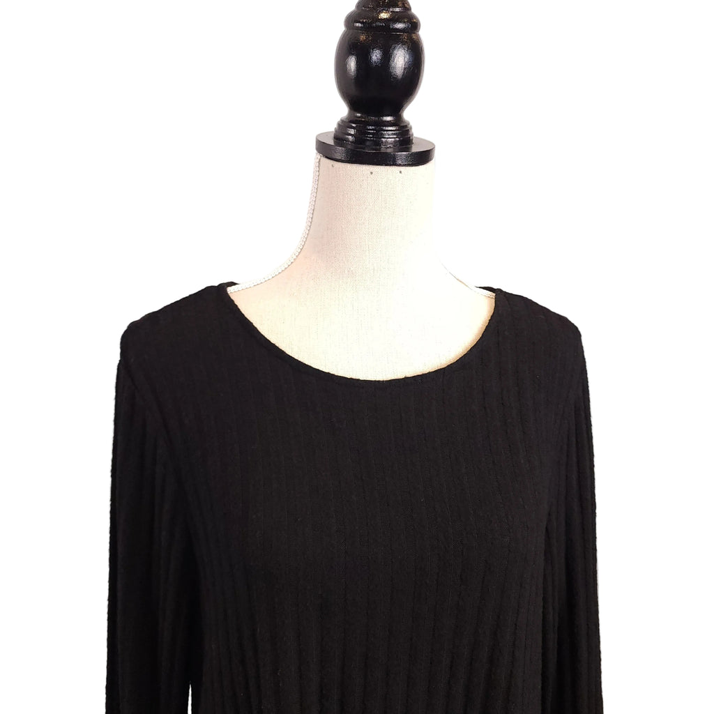 Style & Co. Long Sleeved Sz Medium Black Ribbed A-line Sweater Dress