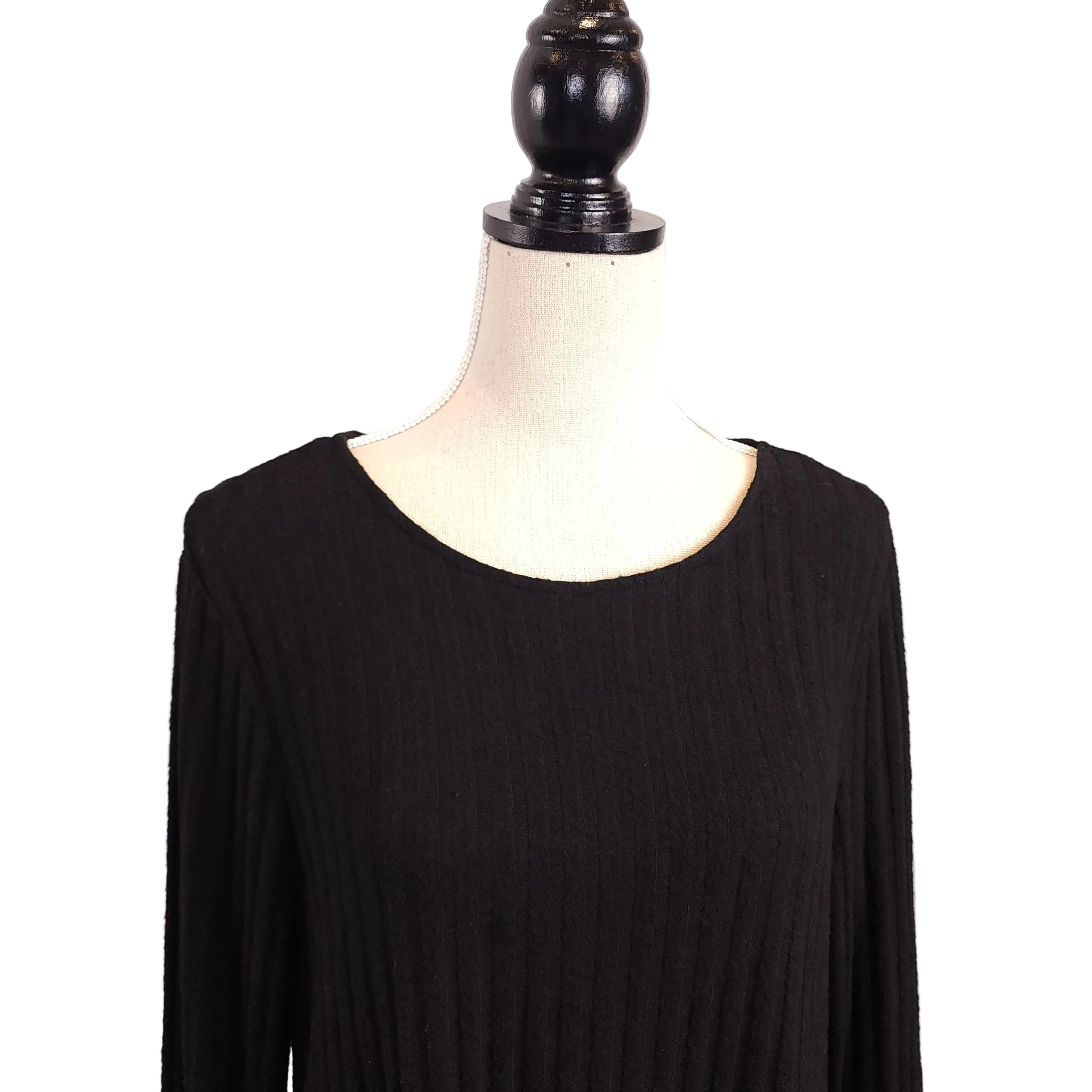 Style & Co. Long Sleeved Sz Medium Black Ribbed A-line Sweater Dress