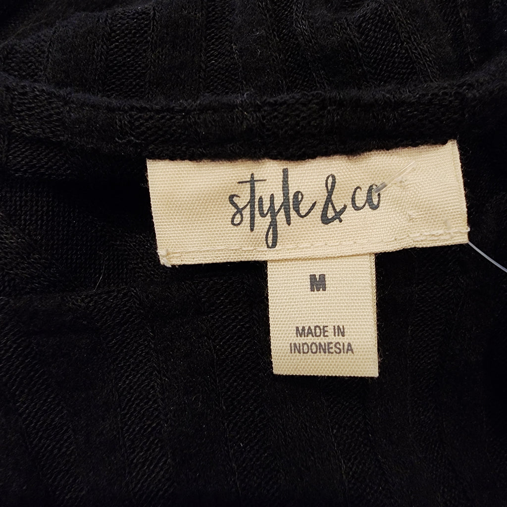 Style & Co. Long Sleeved Sz Medium Black Ribbed A-line Sweater Dress