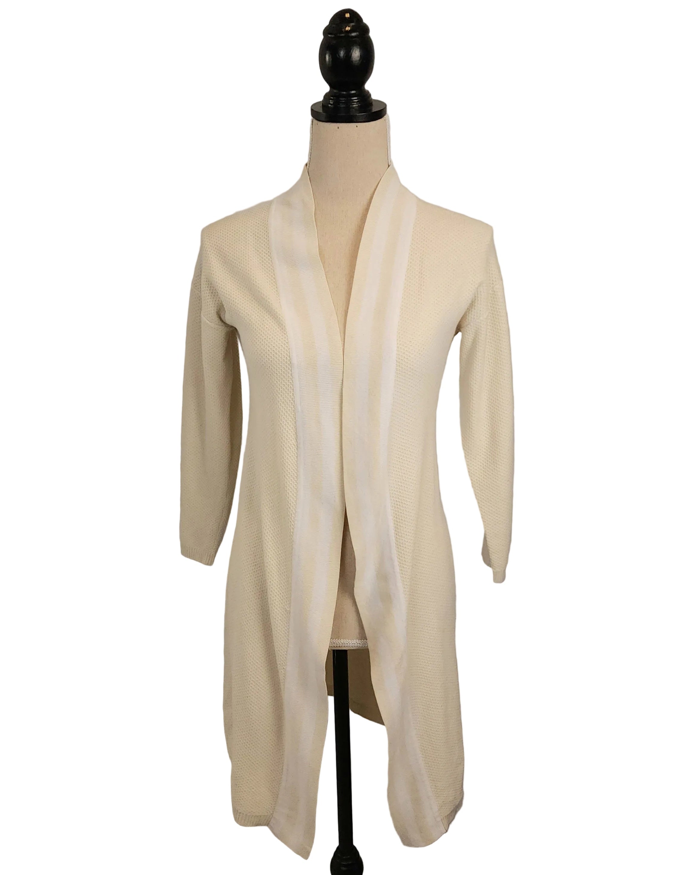 BELUVLOVE Cream Sz Small Waffle Open Wrap Cardigan