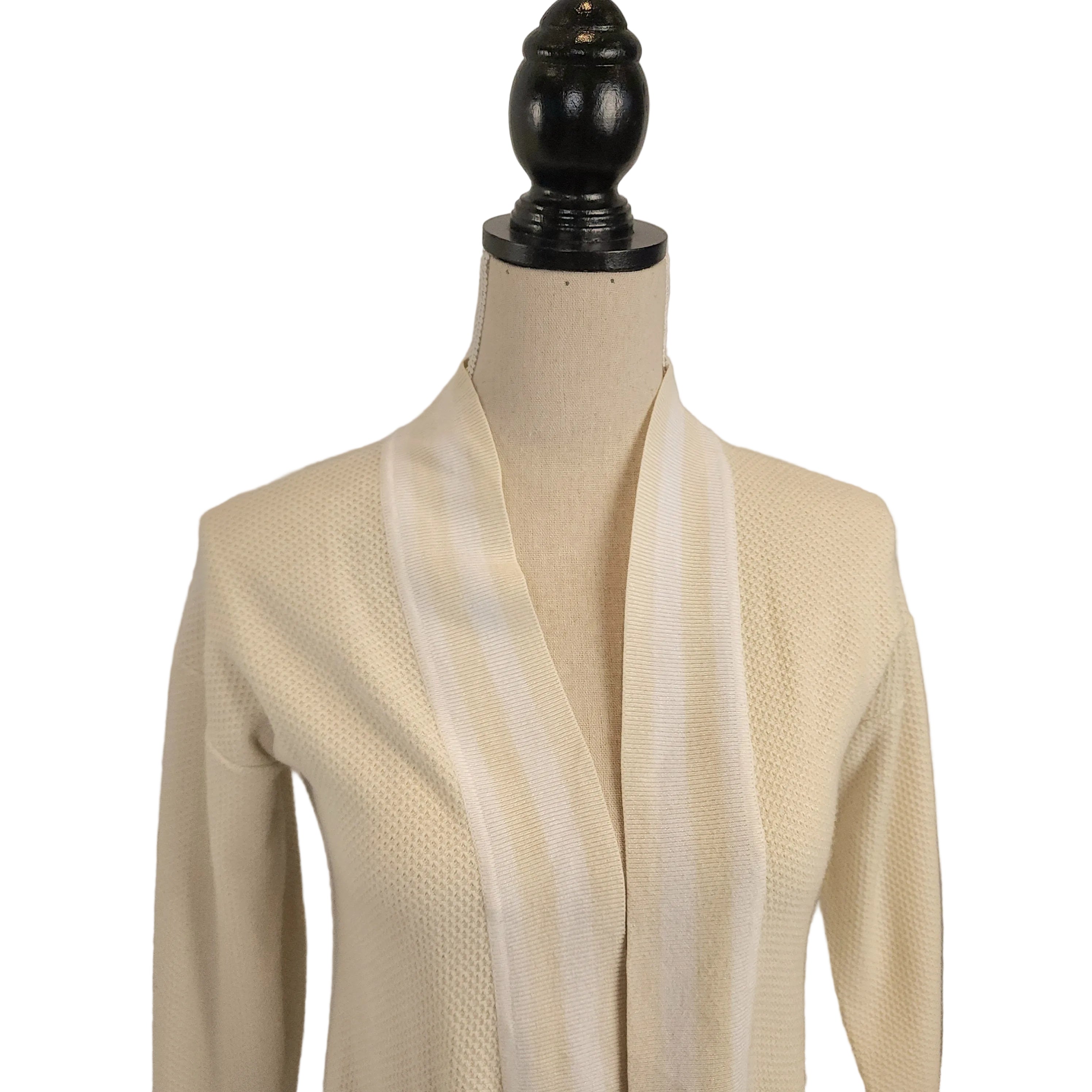 BELUVLOVE Cream Sz Small Waffle Open Wrap Cardigan