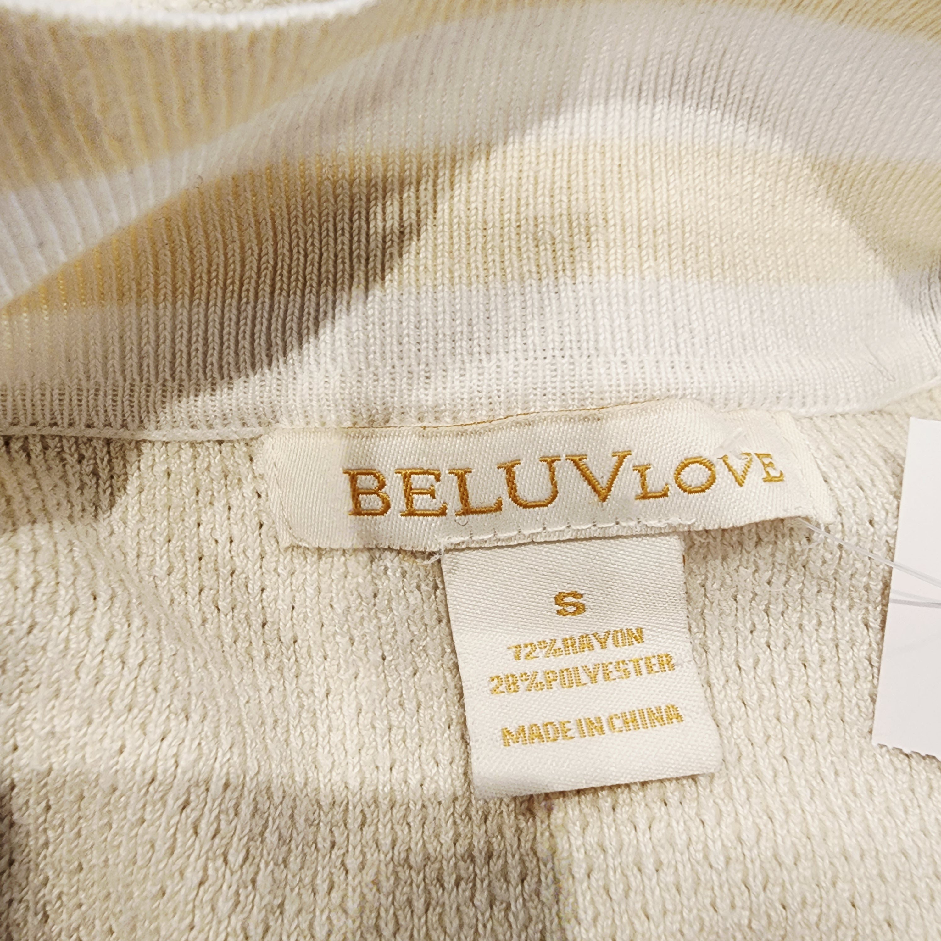 BELUVLOVE Cream Sz Small Waffle Open Wrap Cardigan