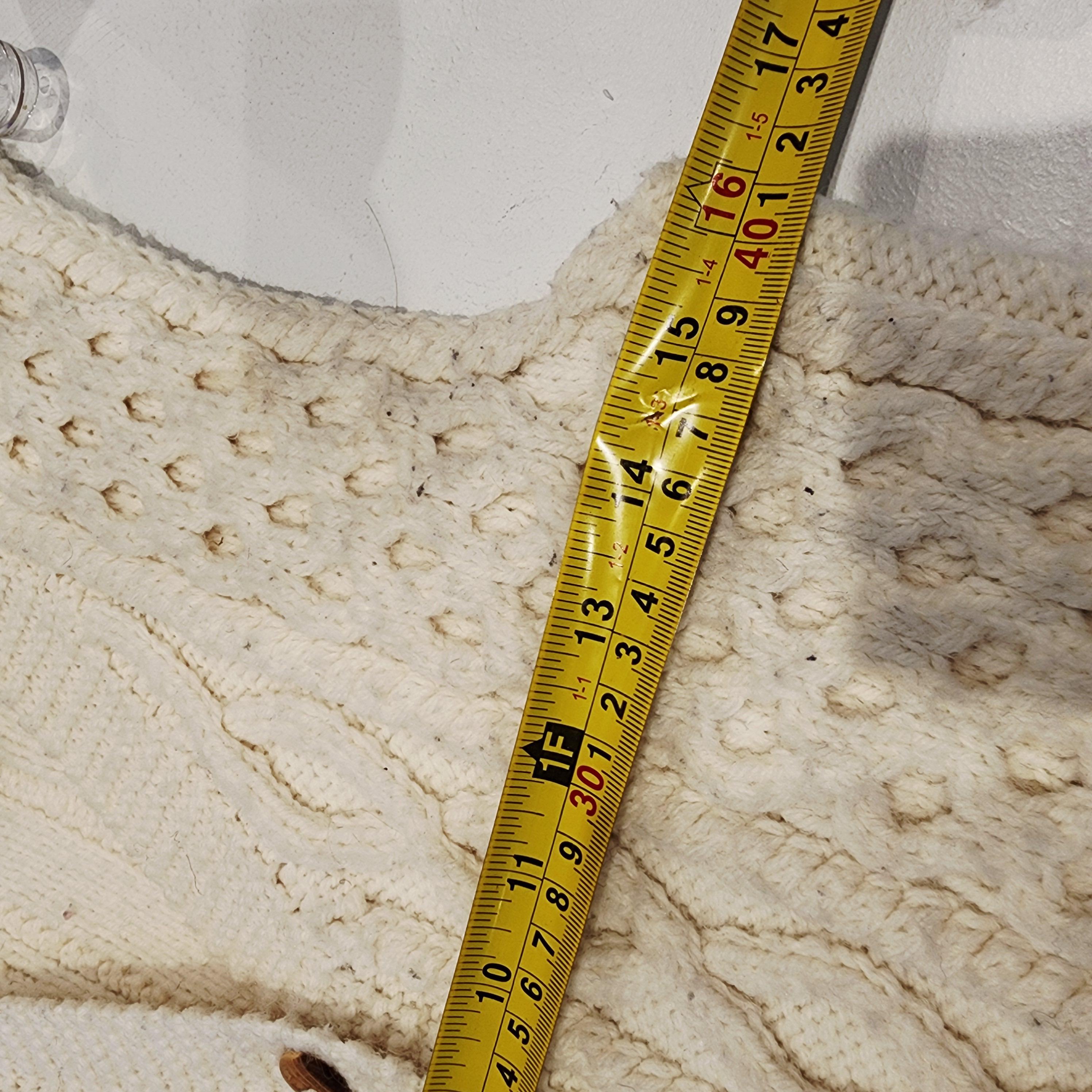 Aran Cableknit Sz Small Soft Beige Buttoned Sweater Wool Vintage