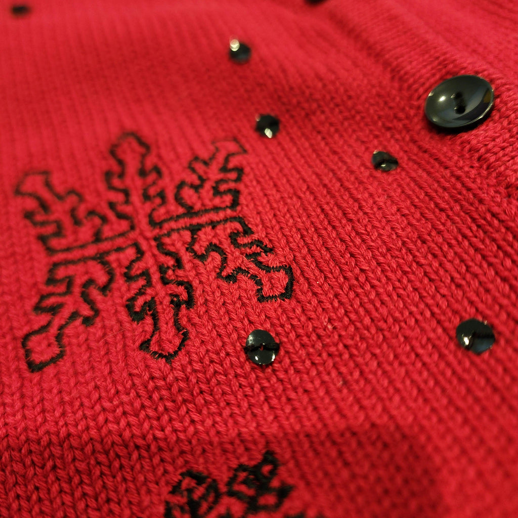 Vintage 90's Embellished Cotton Red Sweater Vest Sz Medium w/ Snowflake Pattern