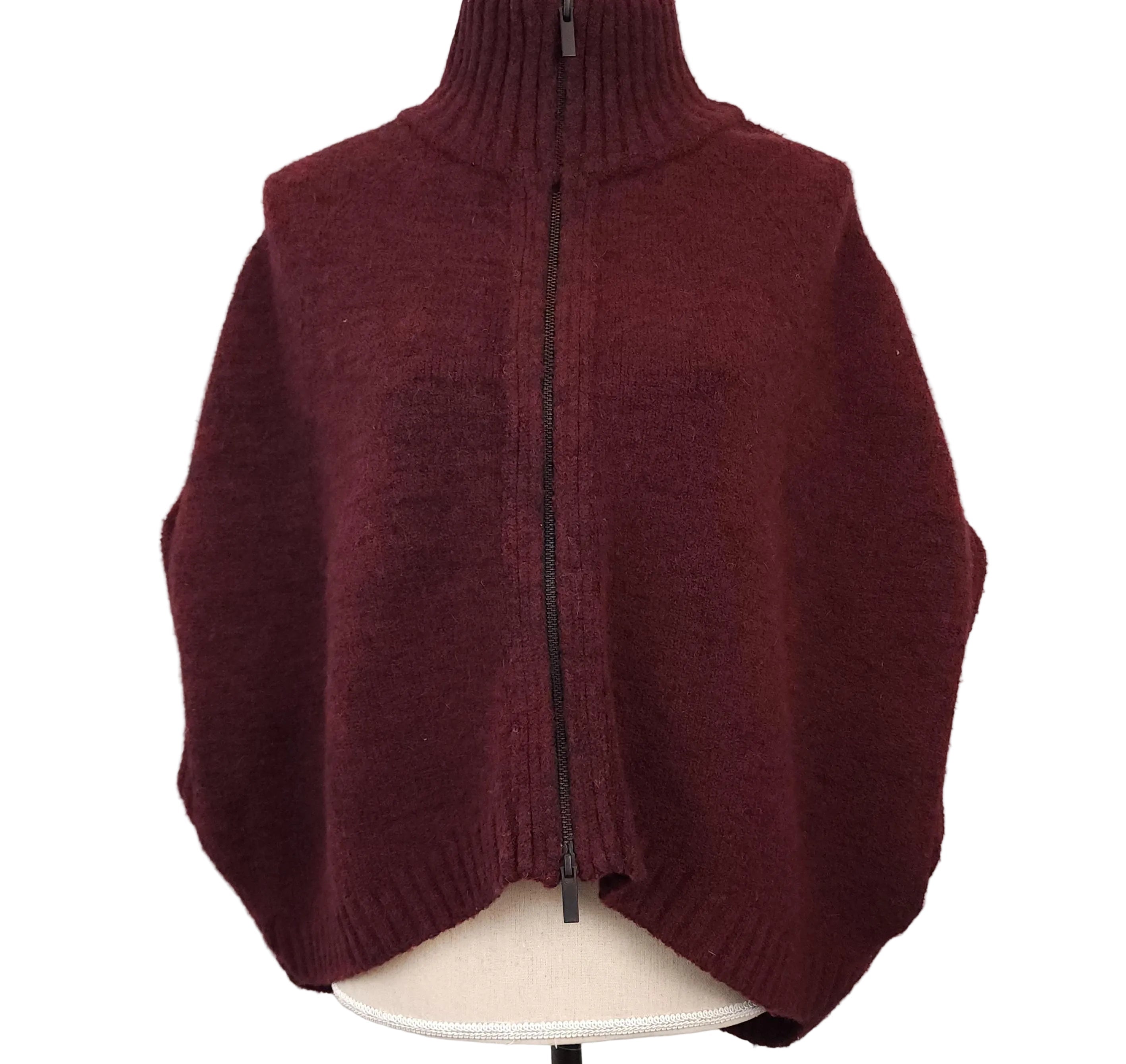 BANANA REPUBLIC Alpaca XS Deep Maroon Sweater Full Zip Oversized
