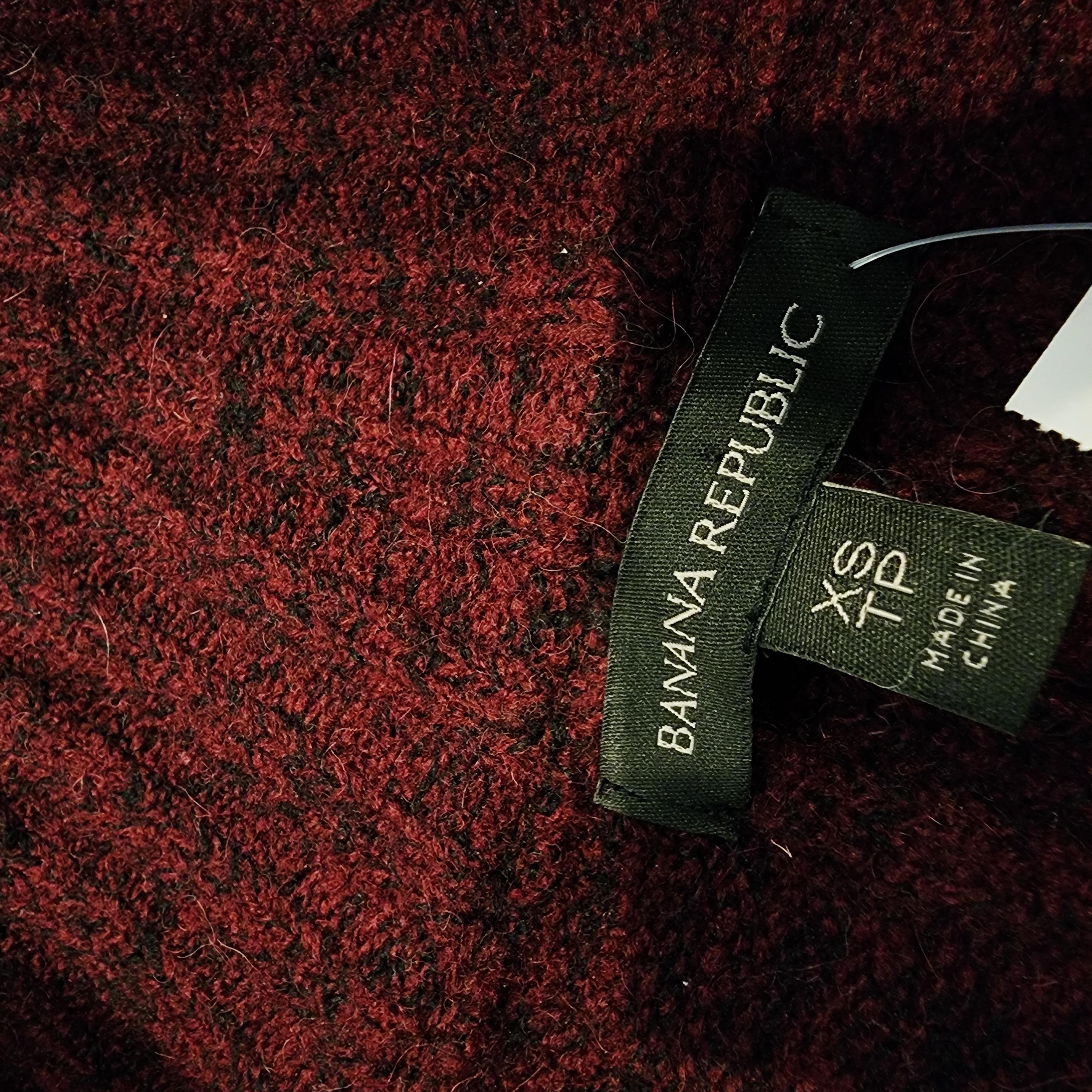 BANANA REPUBLIC Alpaca XS Deep Maroon Sweater Full Zip Oversized