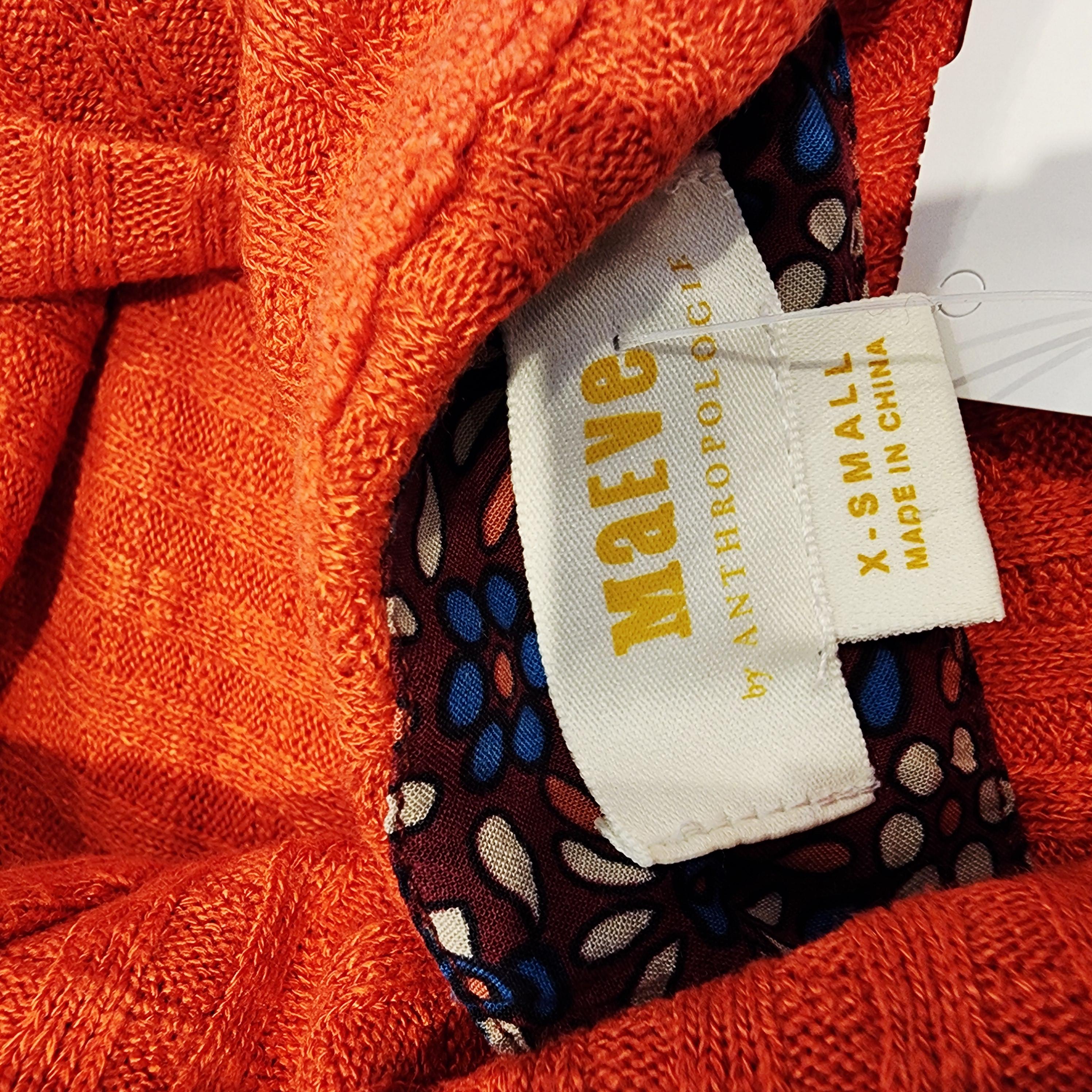 ANTHROPOLOGIE Orange XS Peplum Ribbed Cowl Neck Sweater