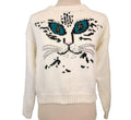 Vintage Ivory Hand Knit Sz Medium Cat Whiskers Sweater