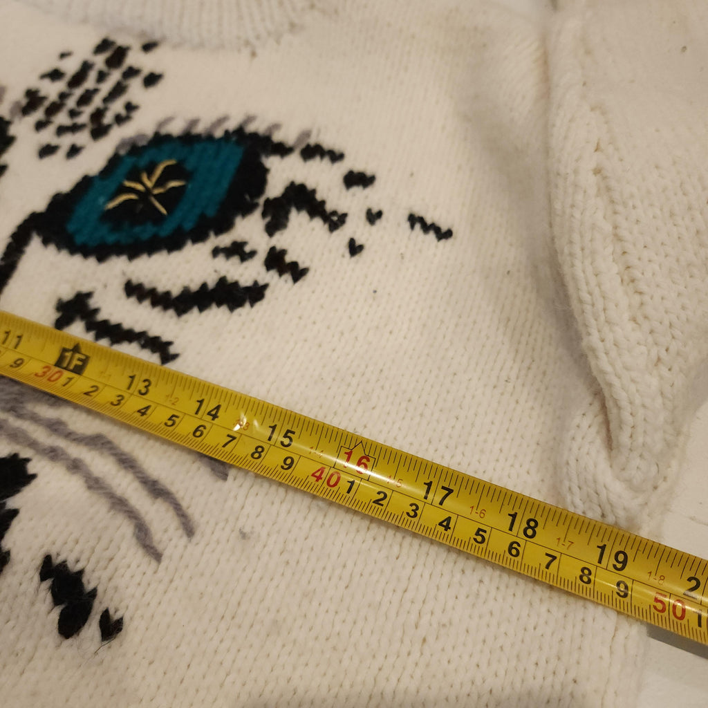 Vintage Ivory Hand Knit Sz Medium Cat Whiskers Sweater