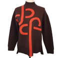SOIA & KYO Brown Sweater w/ Orange Logo Design XS Wool Blend