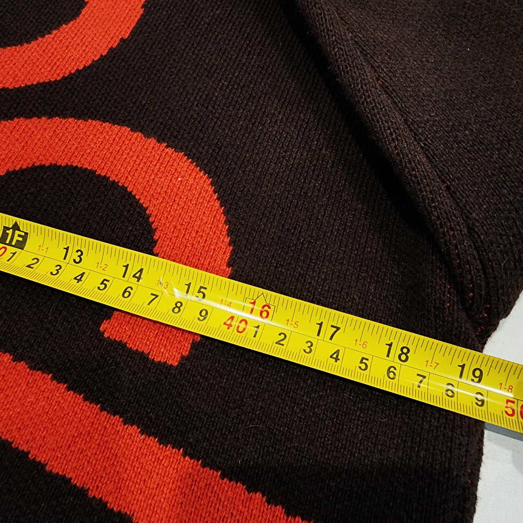 SOIA & KYO Brown Sweater w/ Orange Logo Design XS Wool Blend