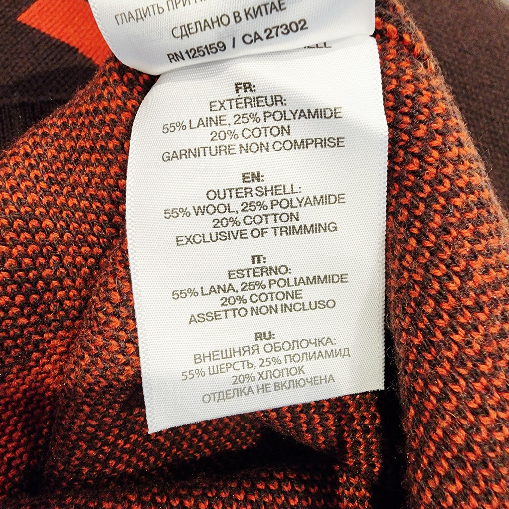 SOIA & KYO Brown Sweater w/ Orange Logo Design XS Wool Blend