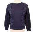 Lace Trim Deep Purple Crewneck Sweatshirt Sz Small