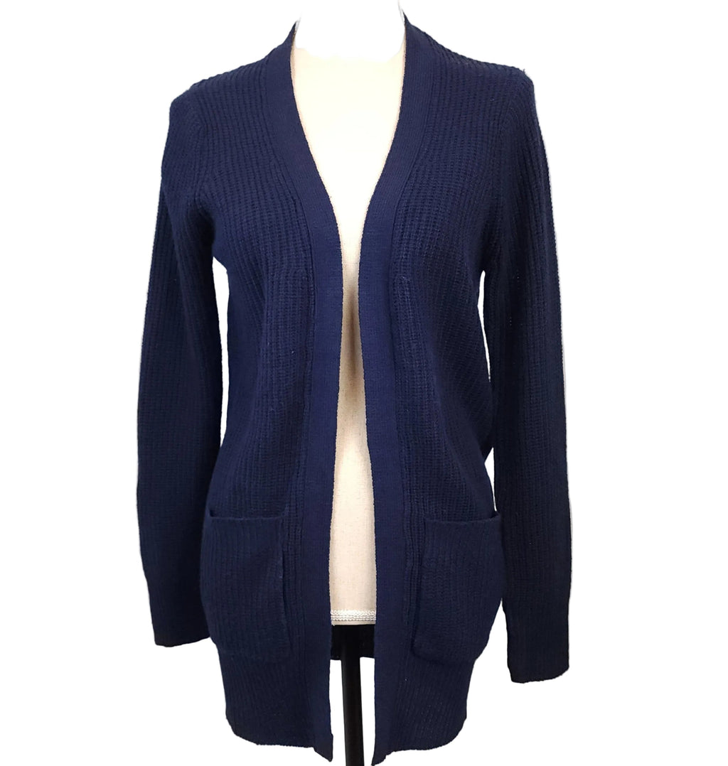 U2B Navy Blue Ribbed Sz Small Open Cardigan w/ Pockets
