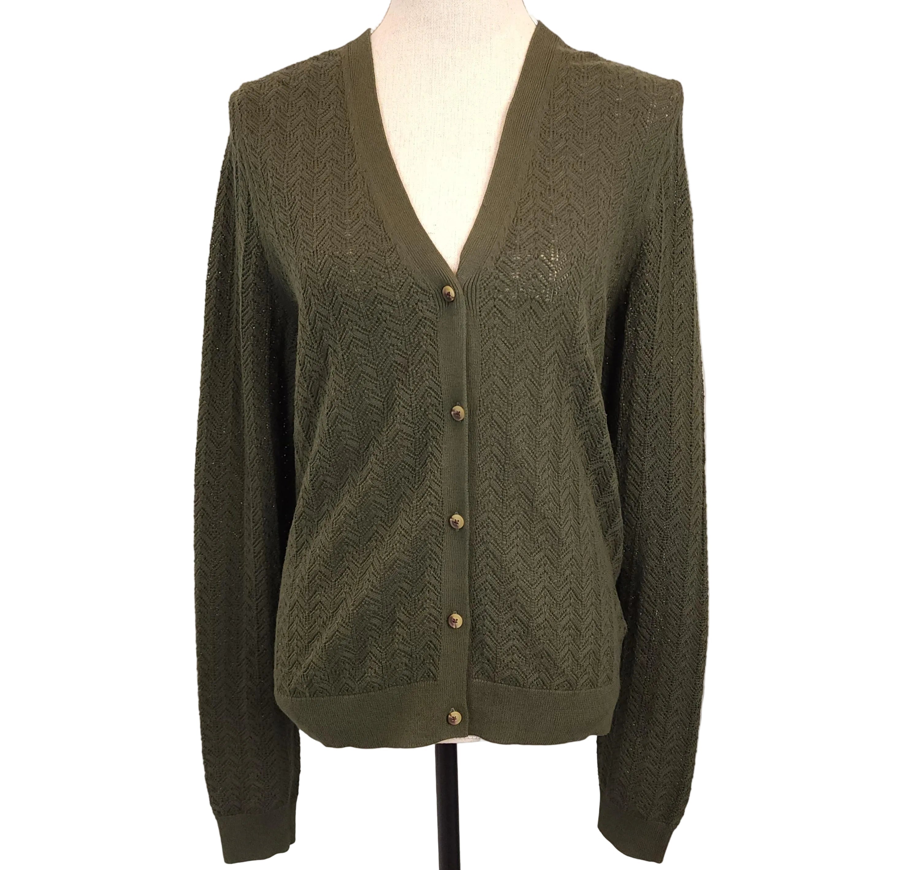 GAP Sz Medium Sage Green Knitted Buttoned Cardigan