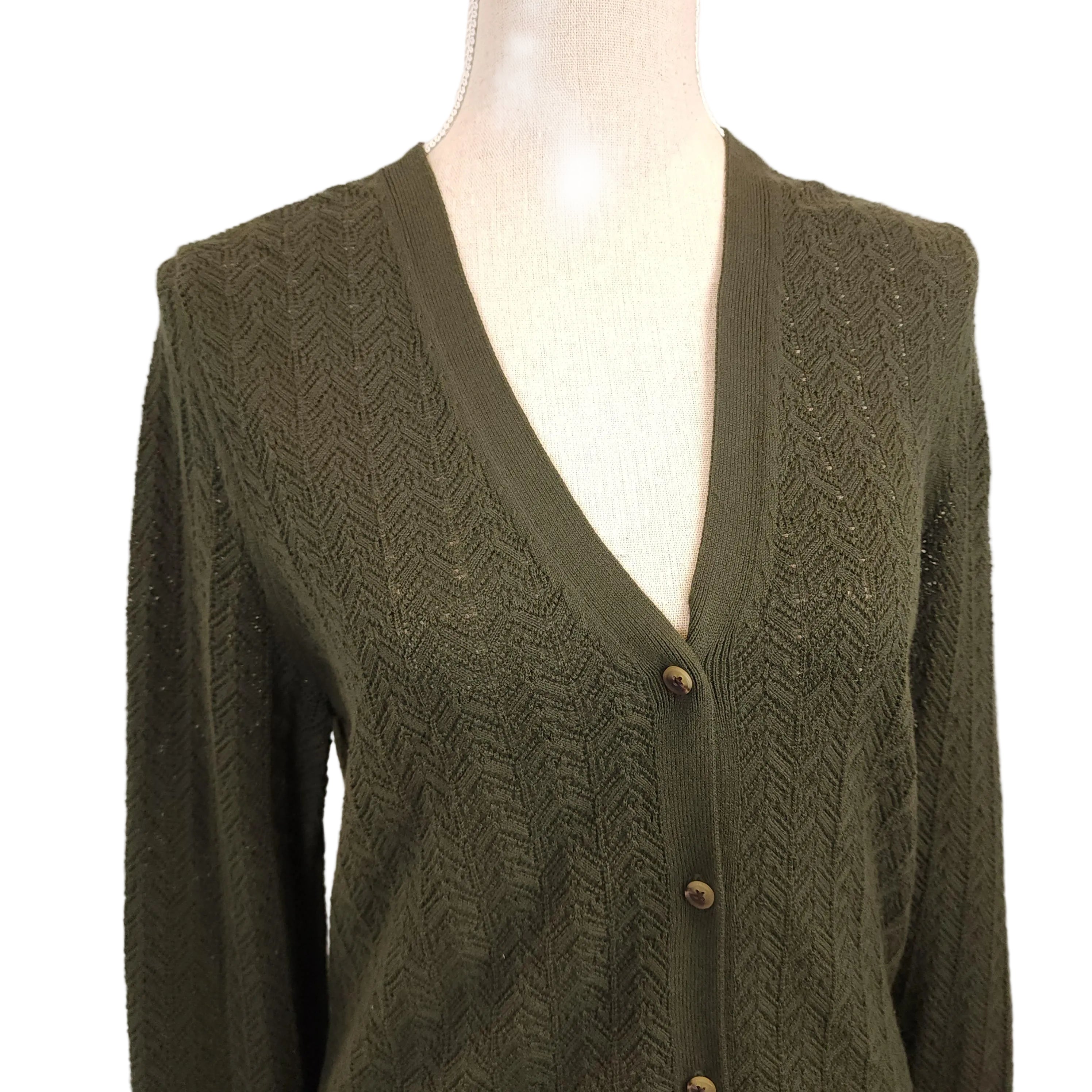 GAP Sz Medium Sage Green Knitted Buttoned Cardigan