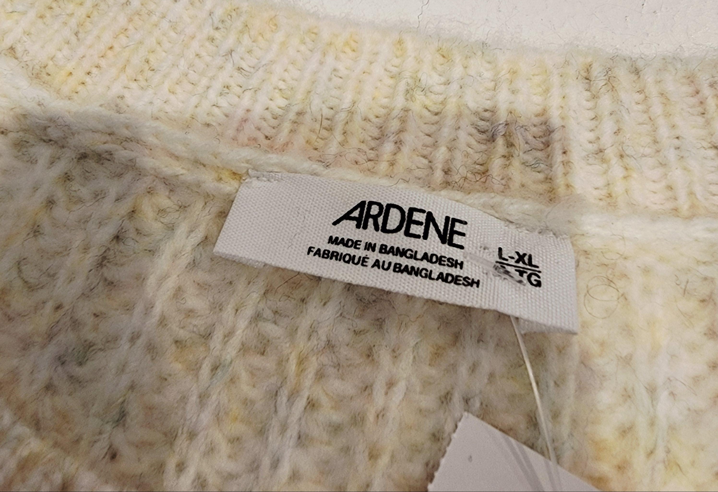 ARDENE XL Waffle Knit Striped Sweater Brown Beiege