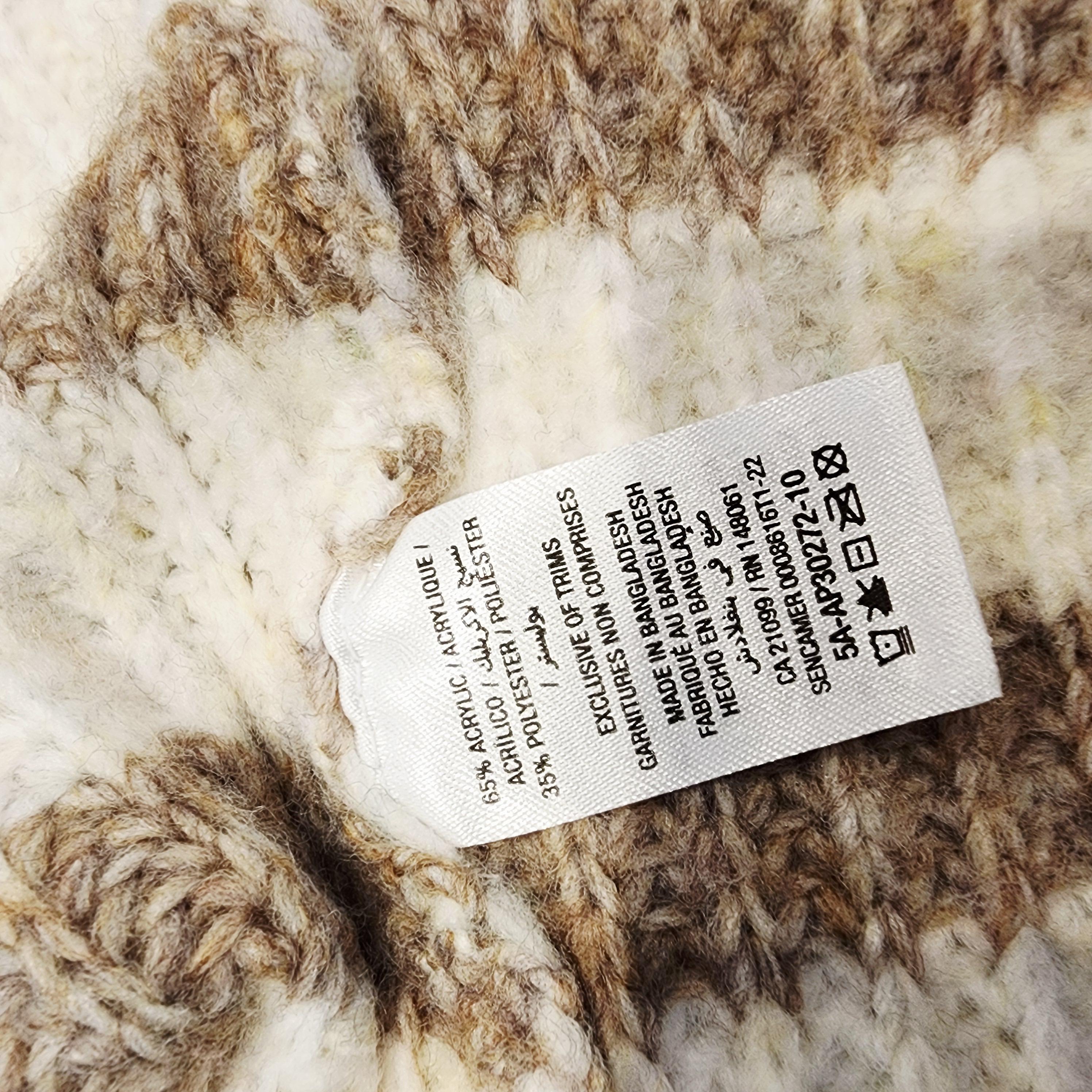 ARDENE XL Waffle Knit Striped Sweater Brown Beiege