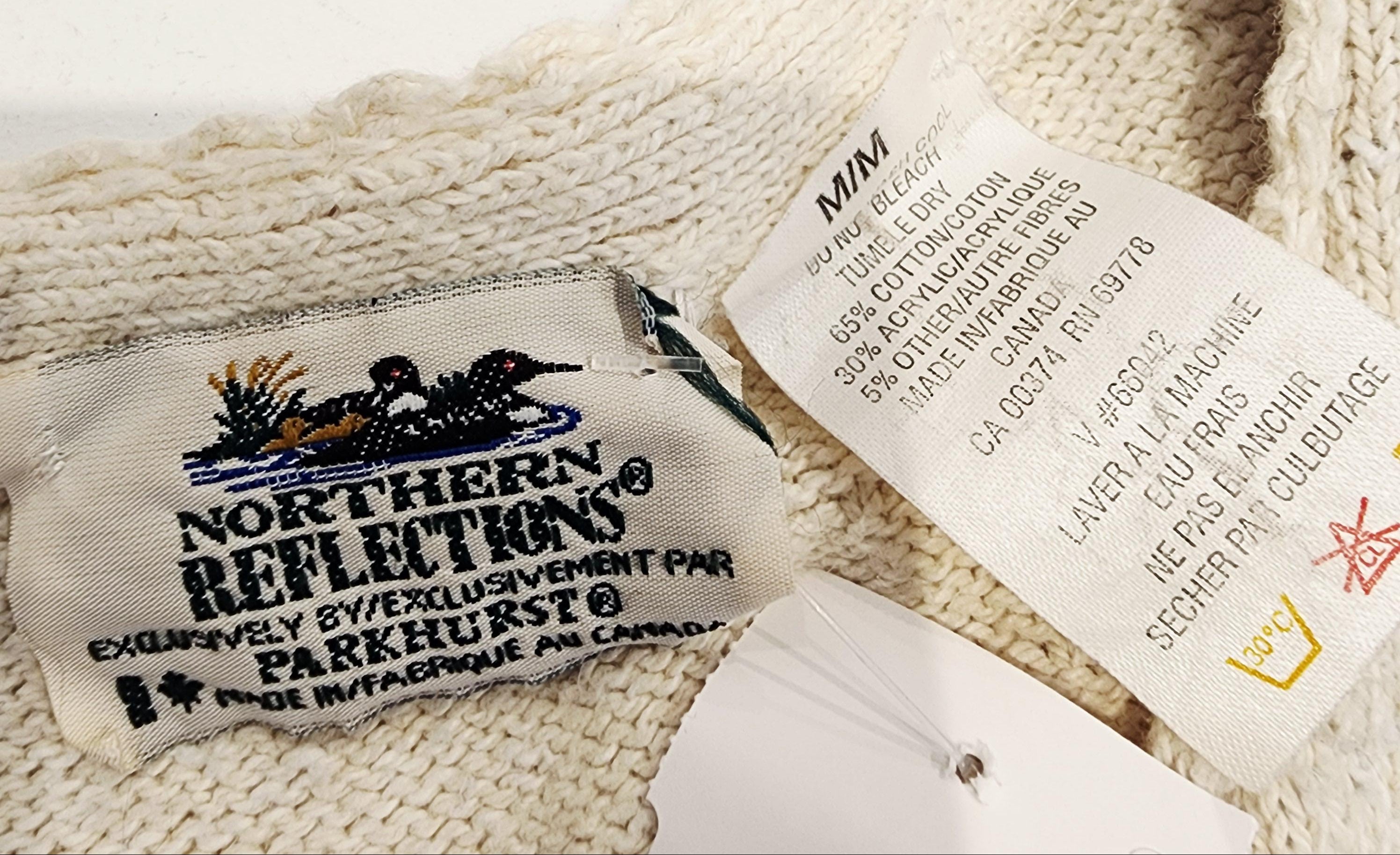 Vintage Seascape Sz Medium  Buttoned Cardigan Cotton Beige