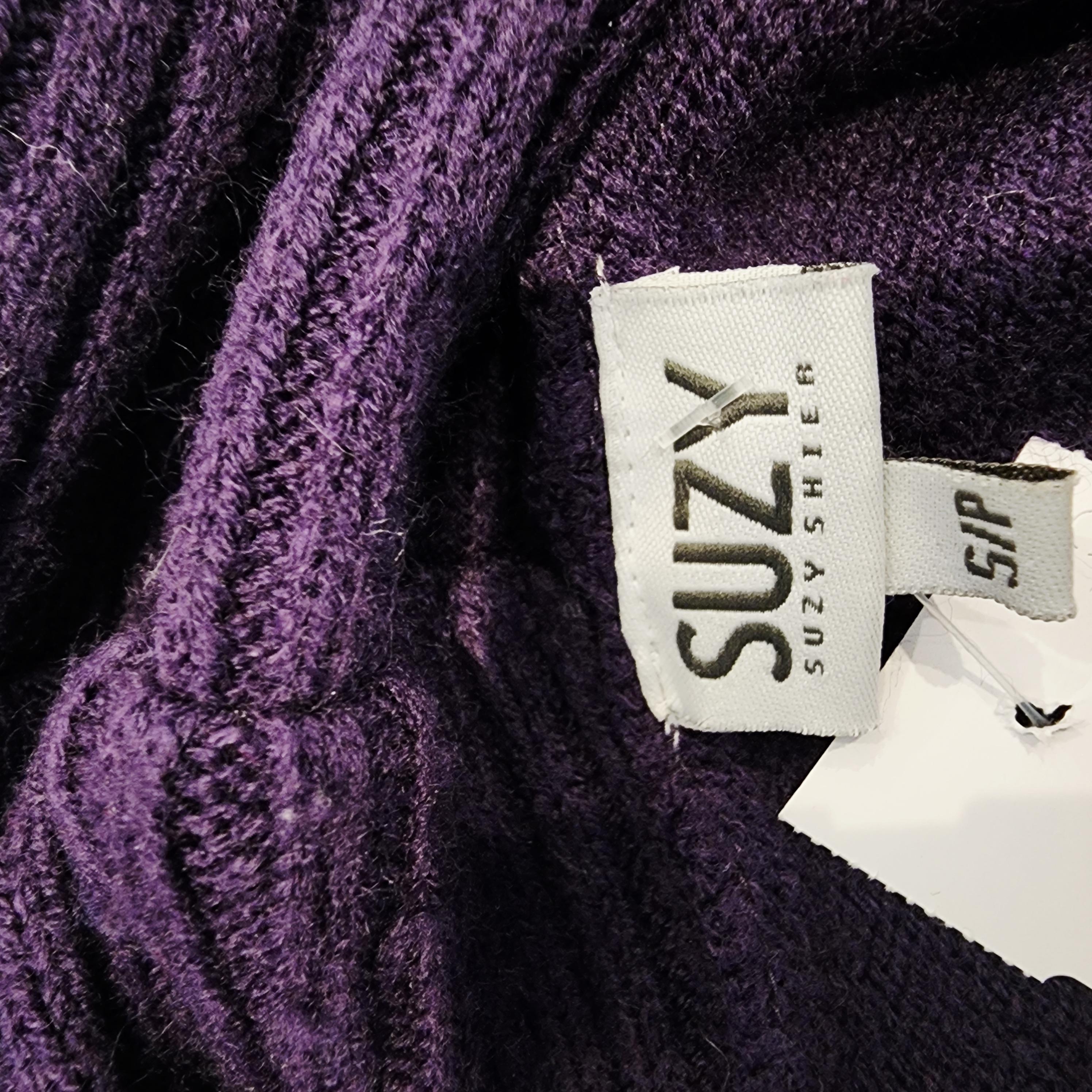 SUZY SHIER Purple Striped Y2K Sz Small Cowl-Neck Knit Sweater