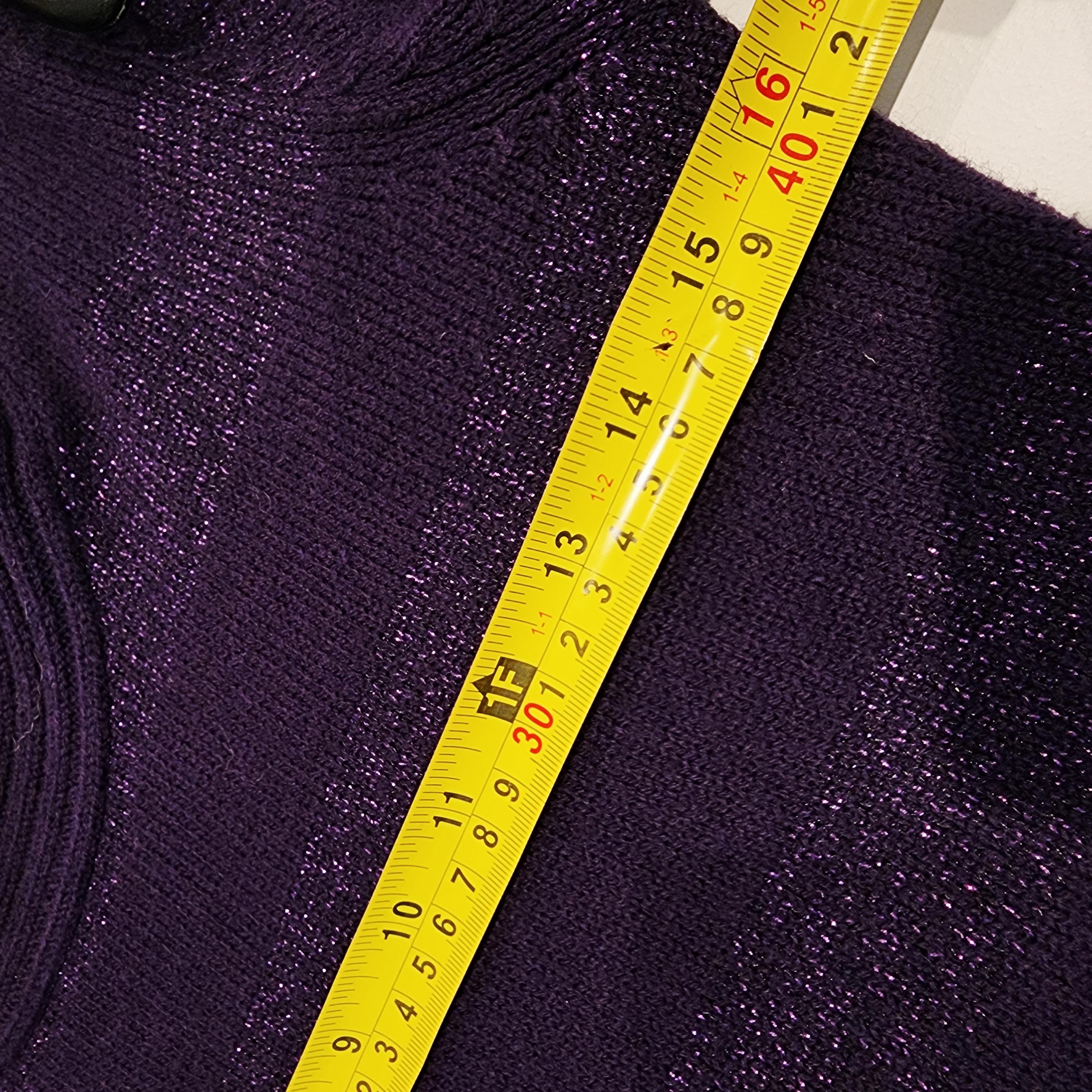 SUZY SHIER Purple Striped Y2K Sz Small Cowl-Neck Knit Sweater