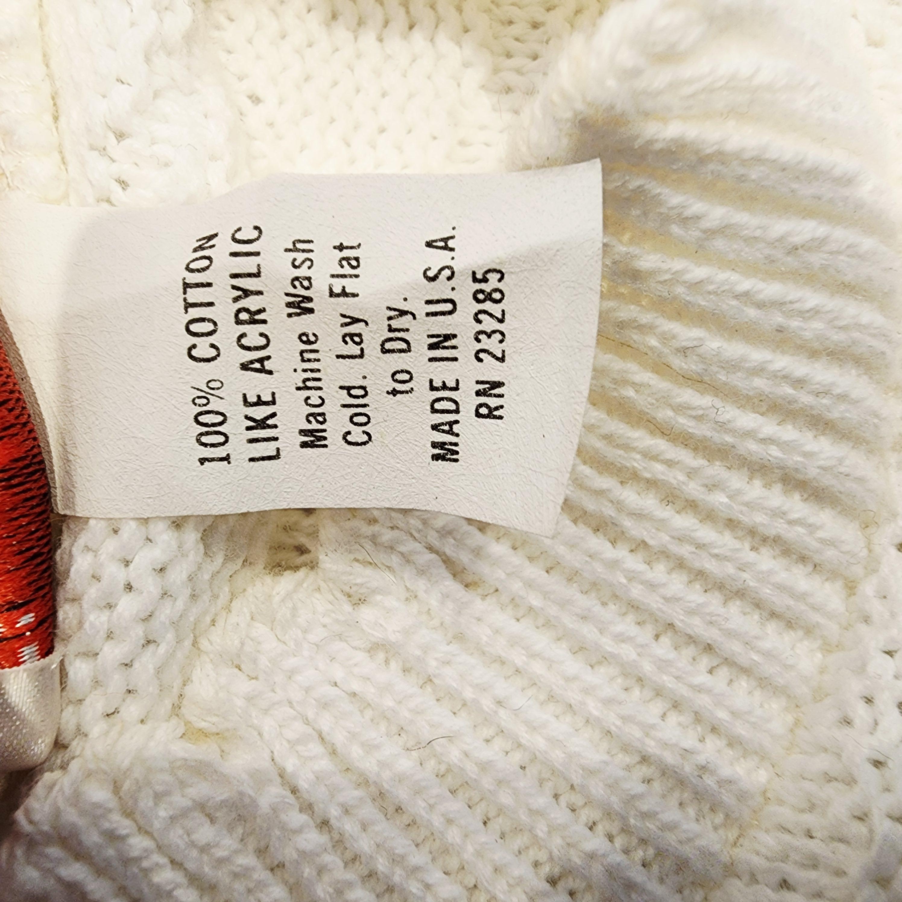 Vintage Fire Islander Cute Scalloped Detail Sz Medium Floral Print Short Sleeved Knit Sweater