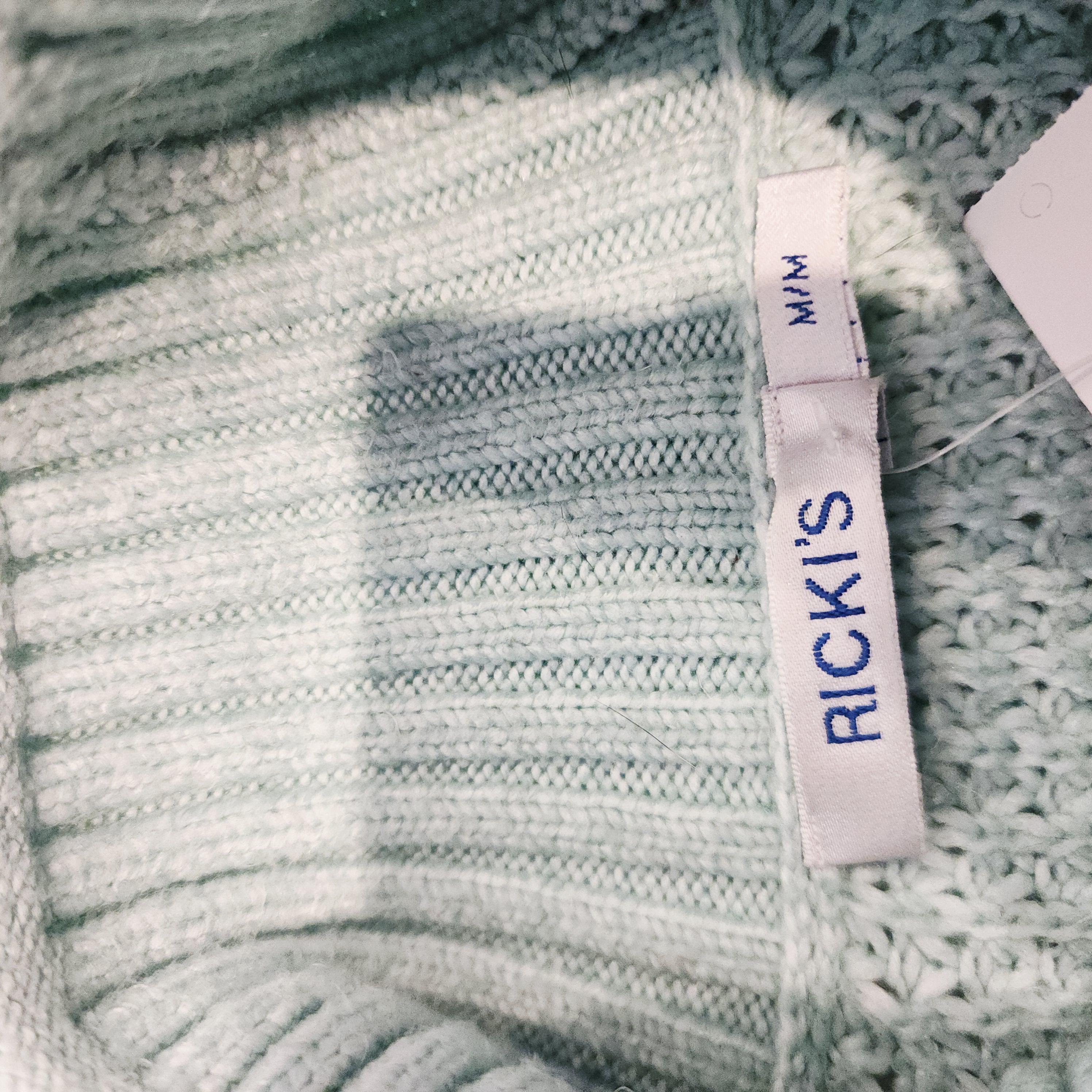 RICKI'S Light Green Sz Medium Waffle Knit Mock-Turtleneck Sweater