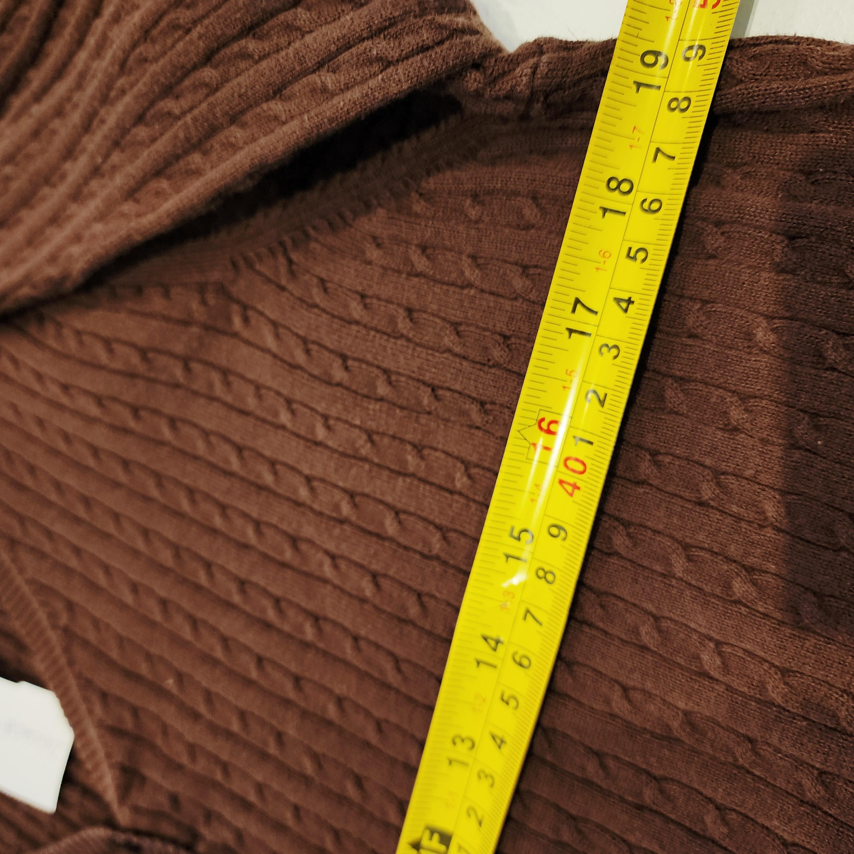 CROFT & BARROW Cotton Ribbed V-Neck Sweater Sz Large Chocolate Brown Sweater