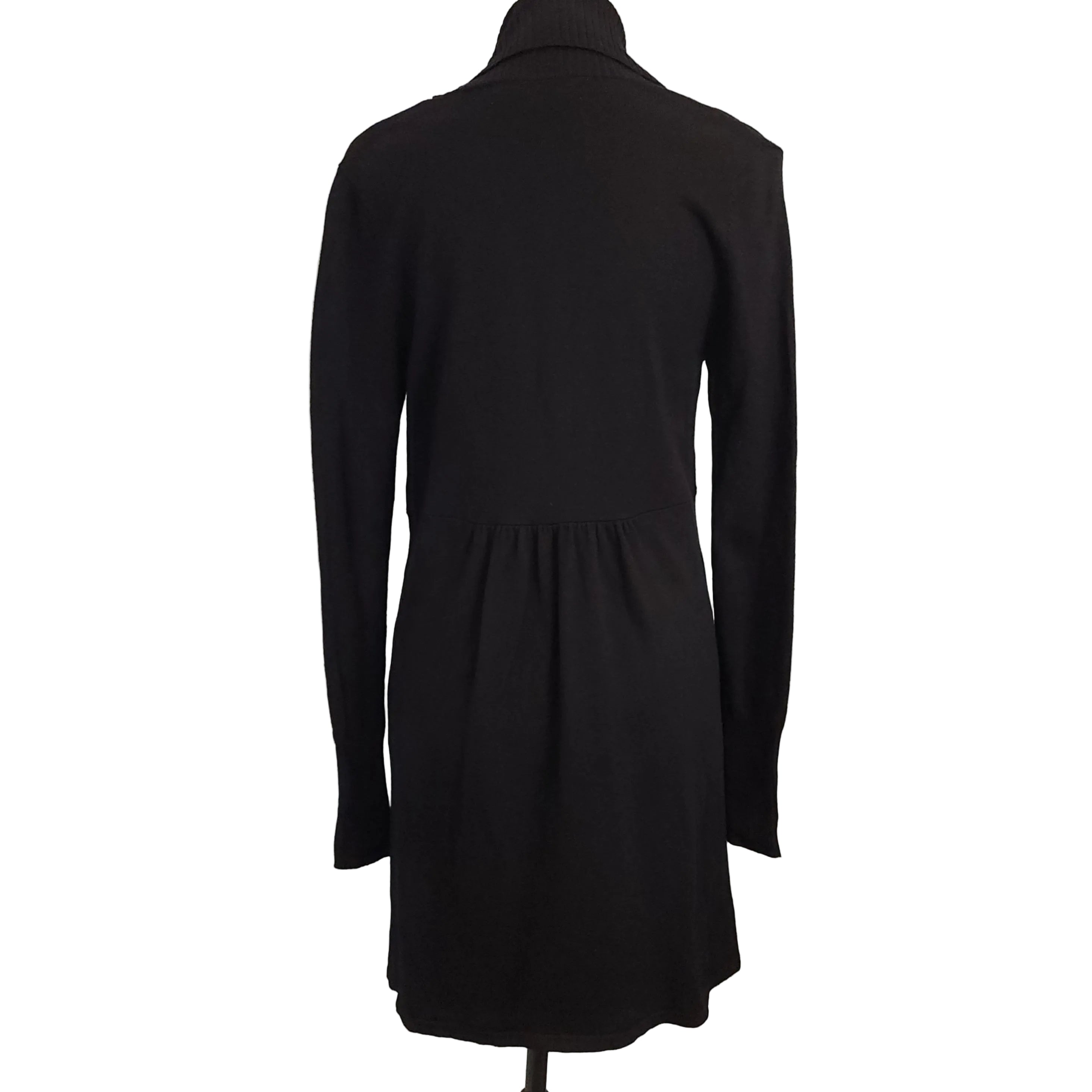 CONTEMPORAINE Long Cardigan Sweater Sz Small Button Closure Jet Black