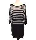 WHITEHOUSE Y2K Black & Gray Striped XL Wide Collar Dress