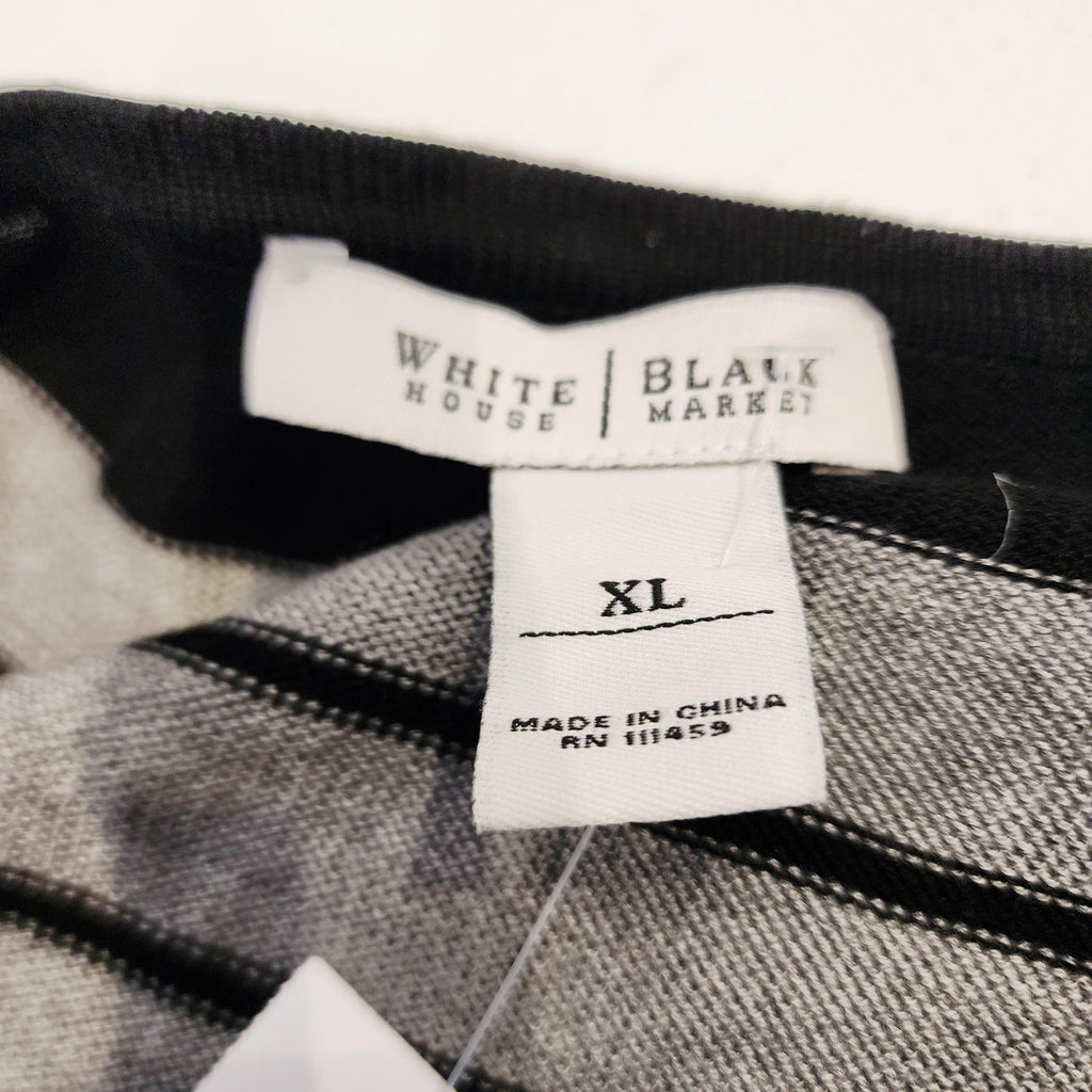 WHITEHOUSE Y2K Black & Gray Striped XL Wide Collar Dress