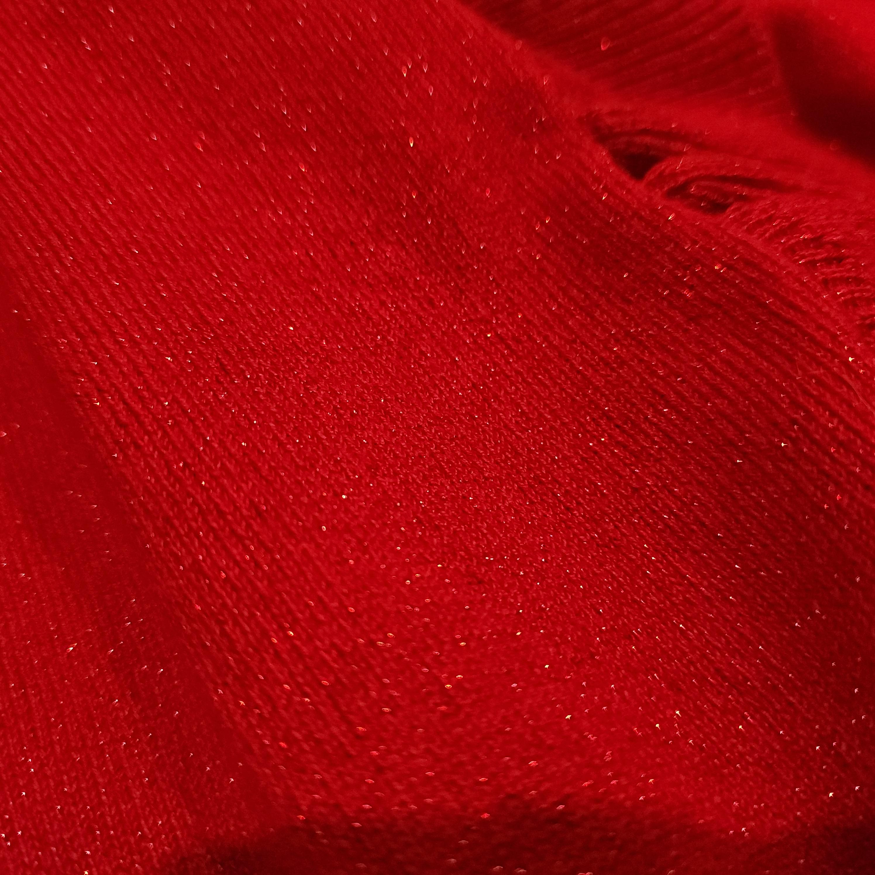 CABLE & GAUGE Ruffled Red w/ Gold Thread Sz Large Open Cardigan