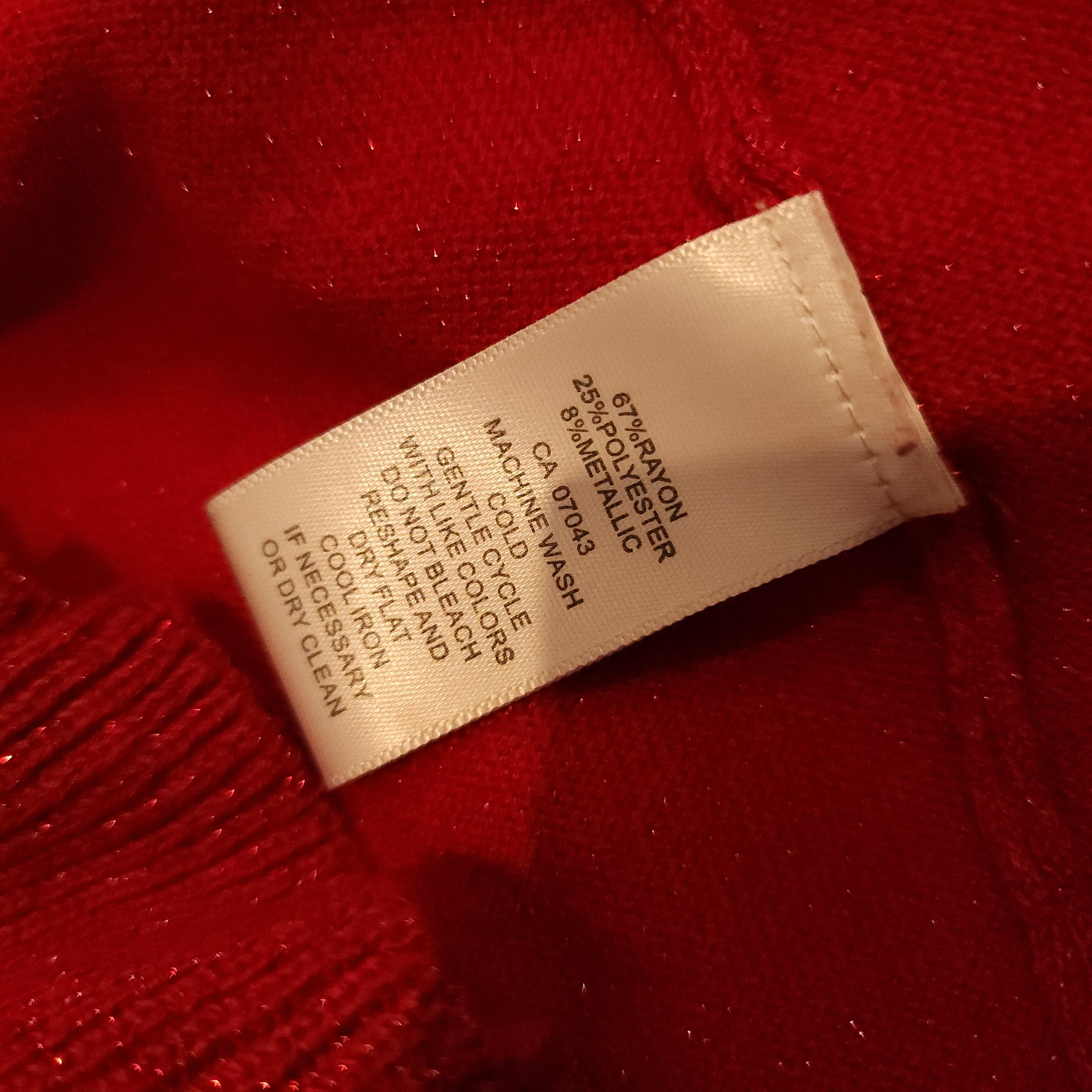 CABLE & GAUGE Ruffled Red w/ Gold Thread Sz Large Open Cardigan