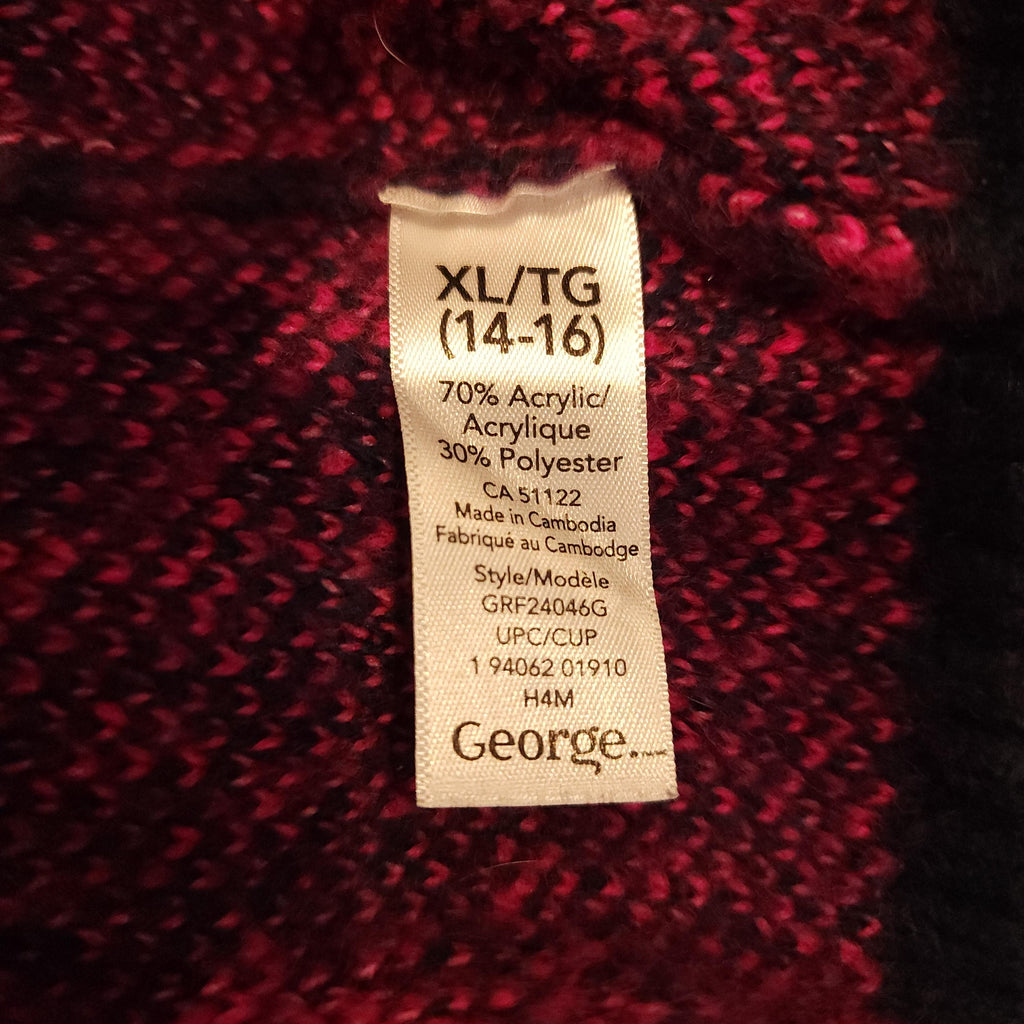 Purple Heart Sweater Dress Sz YOUTH XL w/ Hot Pink Hearts Crew-Neck