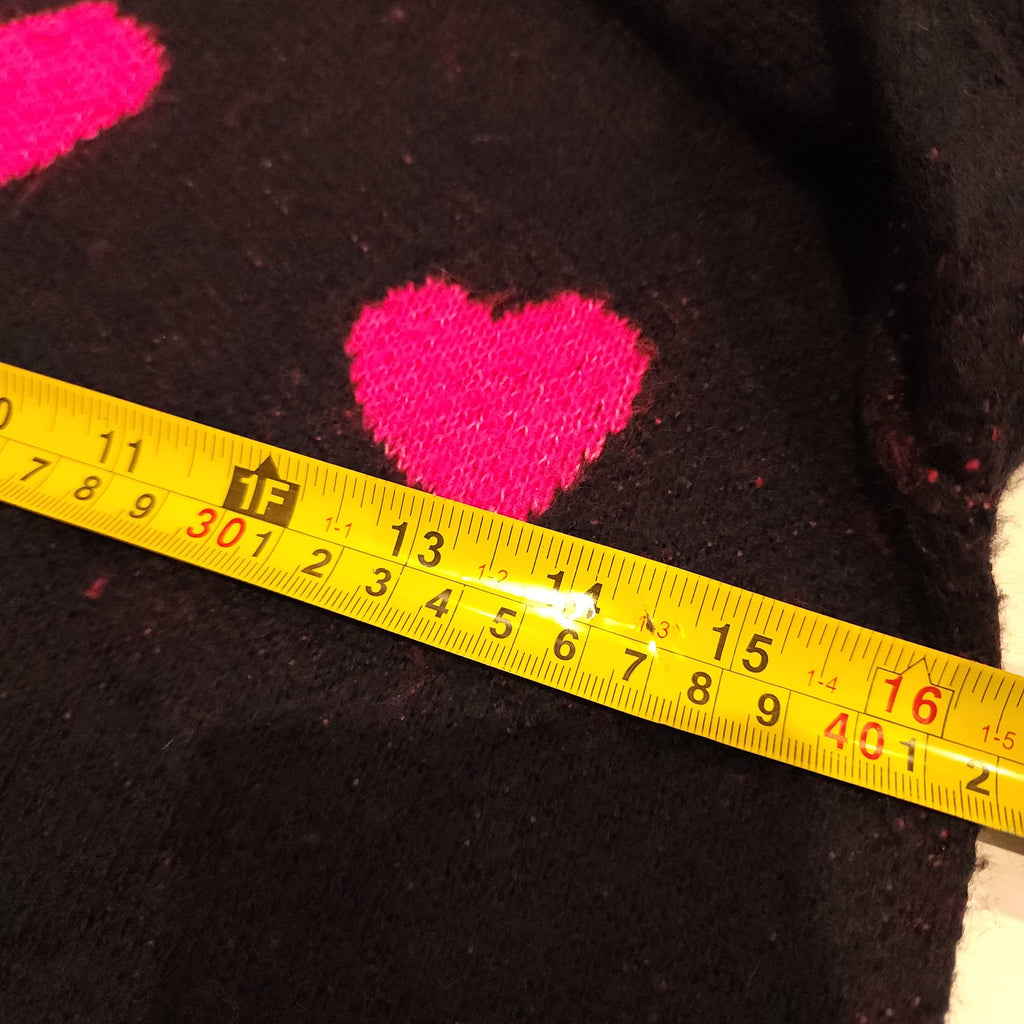 Purple Heart Sweater Dress Sz YOUTH XL w/ Hot Pink Hearts Crew-Neck