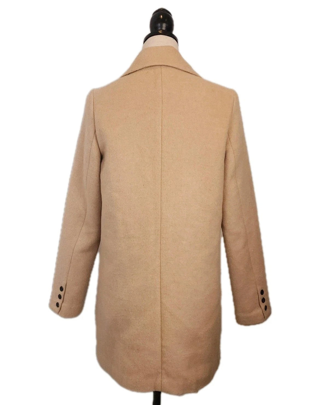 Dynamite Beige Tweed Sz S Mid-length Overcoat Wool Button Up