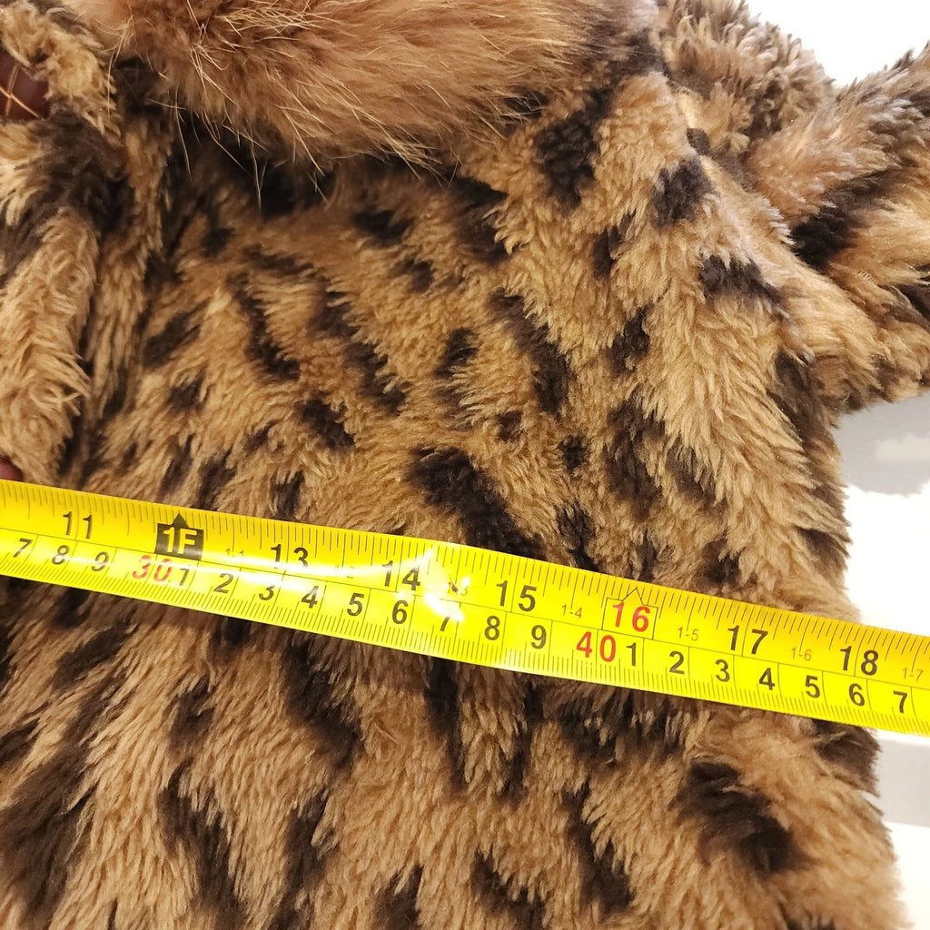 Fox Fur Collar XL YOUTH Leopard Print Coat Vintage Hand Made