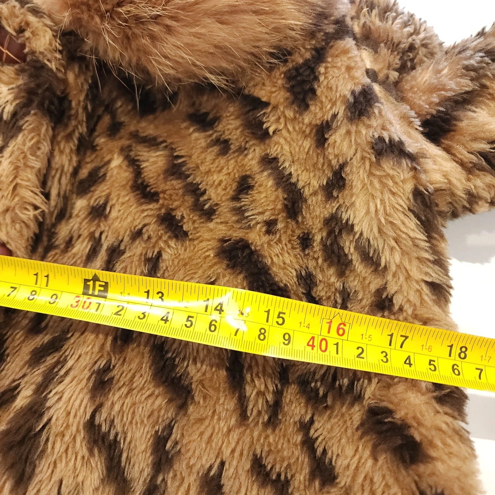 Fox Fur Collar XL YOUTH Leopard Print Coat Vintage Hand Made