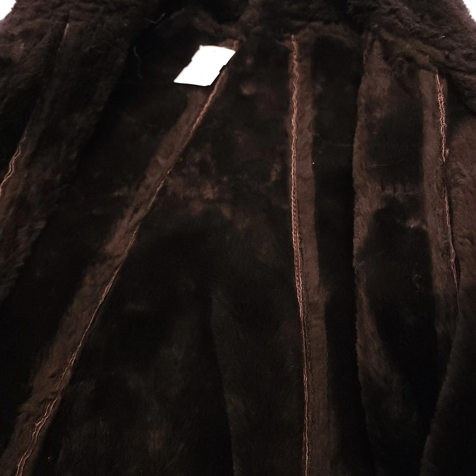 Marvin Richards Chocolate Brown Leather Shearling with Faux Fur Lining Sz L VTG