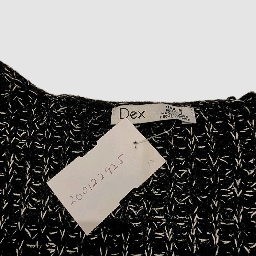 Chunky Knit Sz M Body-Con Midi Sweater Dress Black & Gray