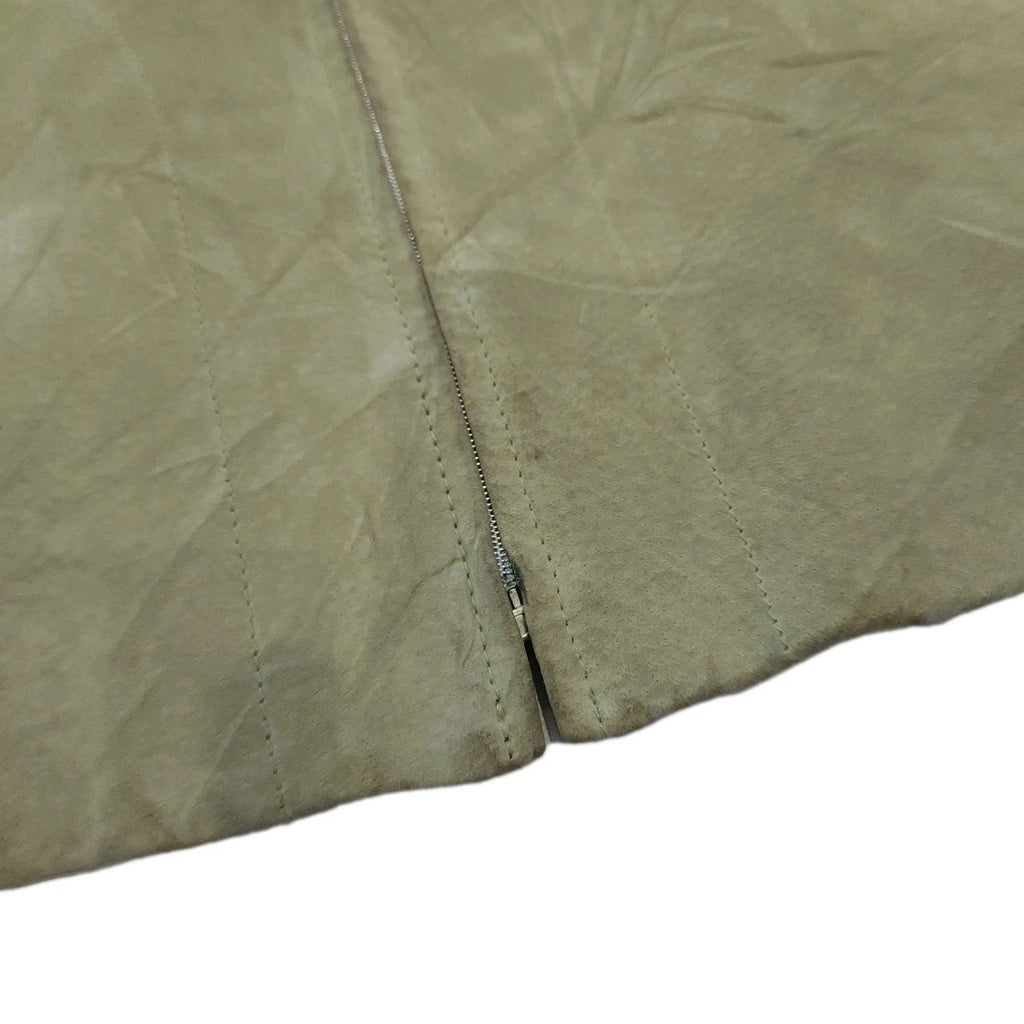 Olsen Cafe Racer Sz L Geniune Leather Biker Jacket Moss Green Full Zip