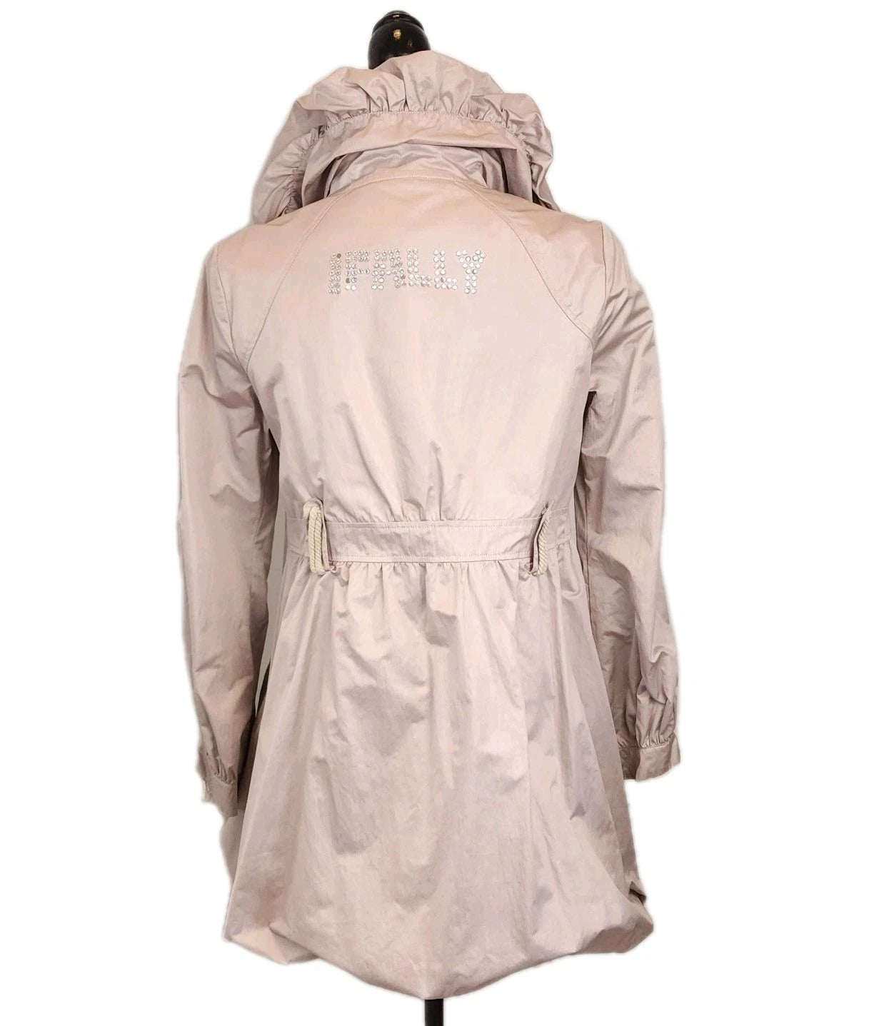 IFALLY Bedazzled Y2K Slate Gray Metallic Ruched Coat Sz Medium