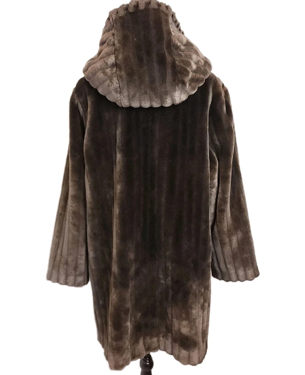 Tradition Velvet Charcoal Gray Faux Fur Knee-length Overcoat Sz L