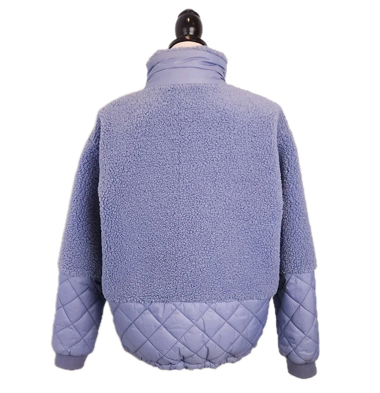 SOIA & KYO Faux Shearling Teddy Bomber Jacket Full Zip Sz M Lavender Blue