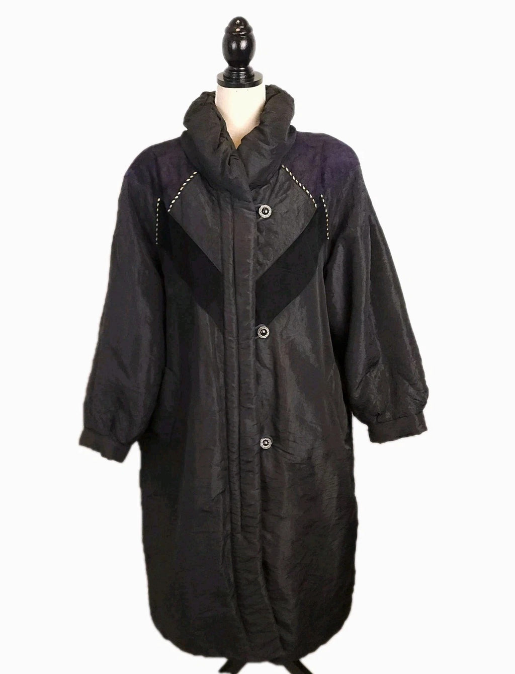 Liz Moody 3XL Vintage Padded Full-length Puffer Overcoat Black