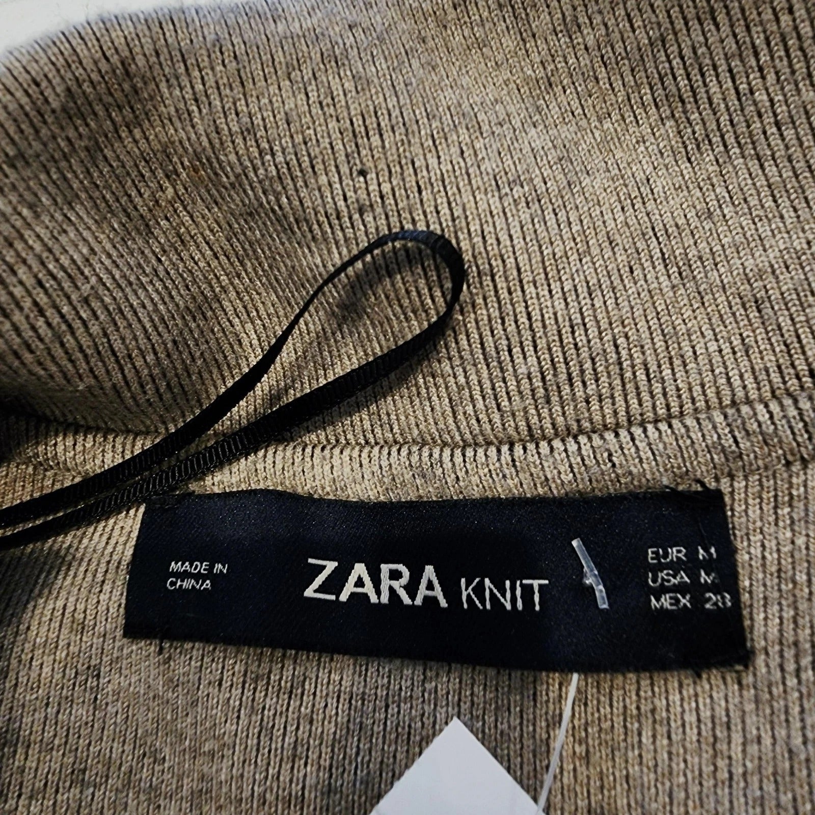 Zara Wide Lapel Black & Brown Sz Medium Knit Coat