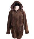 Vintage Genuine Leather Sz S Parka Jacket Mid-length Brown Hooded