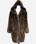 Tradition Velvet Charcoal Gray Faux Fur Knee-length Overcoat Sz L