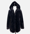 Suzy Shier Jet Black Luxe Short-Pile Faux Fur Coat Sz XS