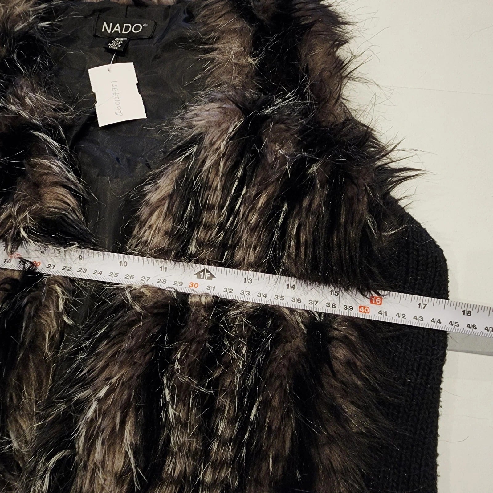 NADO sz S Shaggy Faux Fur Vest Brown Gray